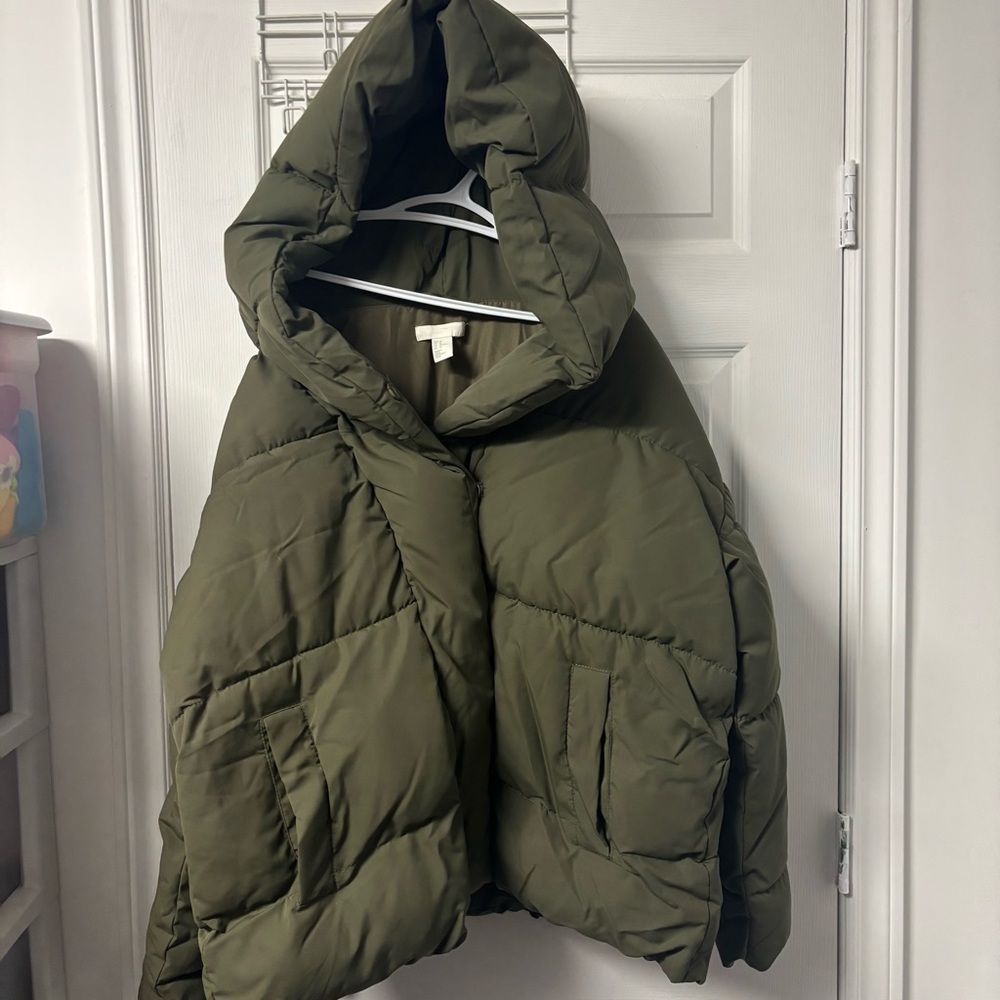H&M Kids Hooded Olive Puffer Jacket